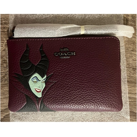 Coach Bags Disney X Coach Corner Zip Wristlet With Maleficent Motif